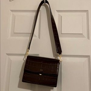 JW Pei mini flap bag in brown croc